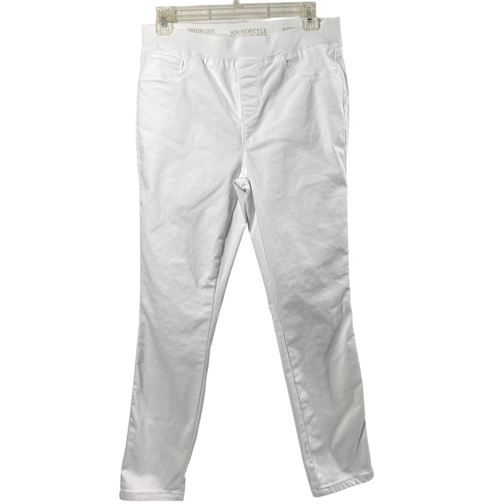 Soundstyle White Pants Women 28" W Amazing Lucy High Rise Ankle Platinum Stretch